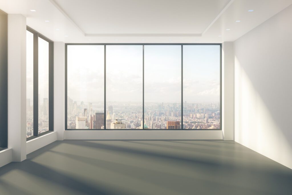 Modern Empty Room With Windows in Floor and City View